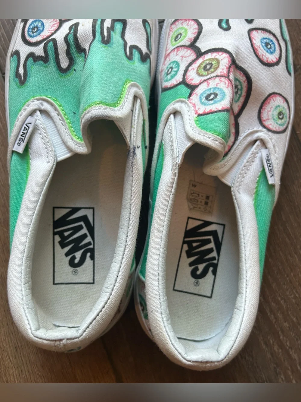Vans Custom Handpainted Classic Slip On Sneakers Size 7 Zombie Halloween Spooky